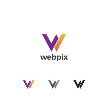 Colorful Initial Letter W Sign Symbol Logo Icon Stock Illustration