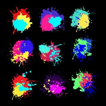 Colorful ink paint splashes creating abstract art Illustrazione stock