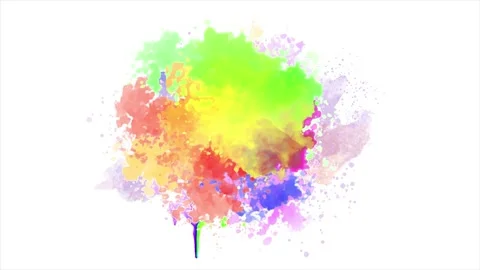 Colorful Ink Splatter Animation. Abstract Ink Brush Strokes. Stock Footage 219430679