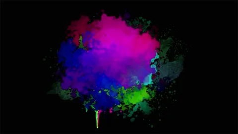 Colorful Ink Splatter Animation. Abstract Ink Brush Strokes. Stock Footage 219430692