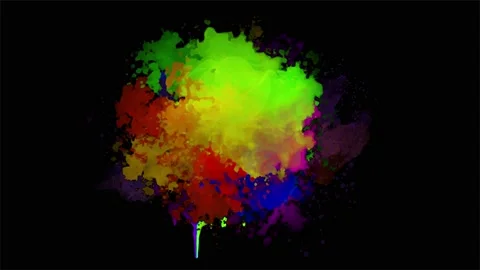 Colorful Ink Splatter Animation. Abstract Ink Brush Strokes. Stock Footage 219430703