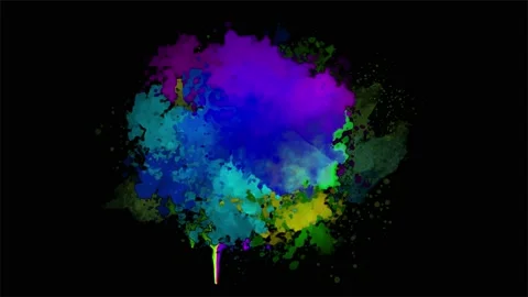Colorful Ink Splatter Animation. Abstract Ink Brush Strokes.  Stock Footage 219430707