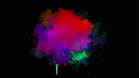 Colorful Ink Splatter Animation. Abstract Ink Brush Strokes.  Stock Footage 219430708
