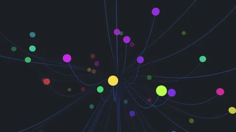 Colorful interconnected circles forming a network pattern Stock Footage 279588076