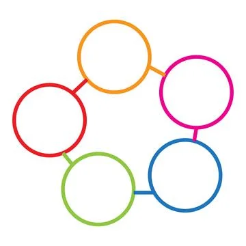 Colorful interconnected circles forming a symmetrical pattern Stock Illustration