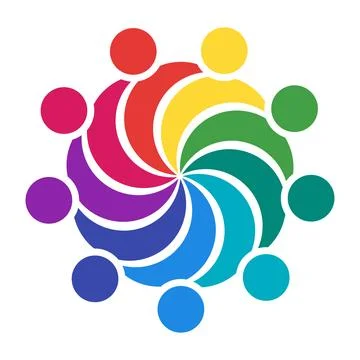 Colorful Interconnected Figures Representing Unity and Collaboration Concept Stock Illustration
