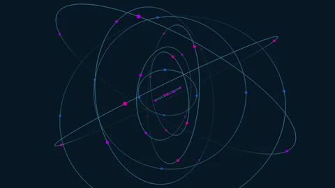 Colorful interconnected network of lines and dots in circular pattern Stock Footage 251941972