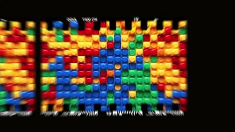 Colorful Interlocking Blocks Toys Rolling Filmstrip Animation Vídeo Stock 256031720