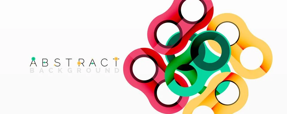 Colorful interlocking circles create modern abstract design. Bright shapes Illustrazione stock
