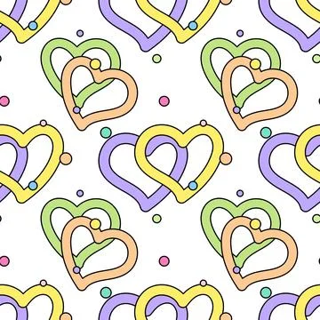 Colorful Interlocking Hearts Seamless Pattern Stock Illustration