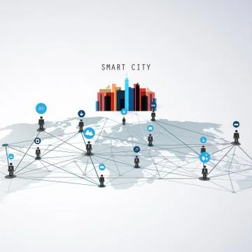 Colorful Internet of Things Design Concept with Icons Illustrazione stock