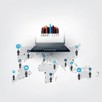 Colorful Internet of Things Design Concept with Icons Illustrazione stock