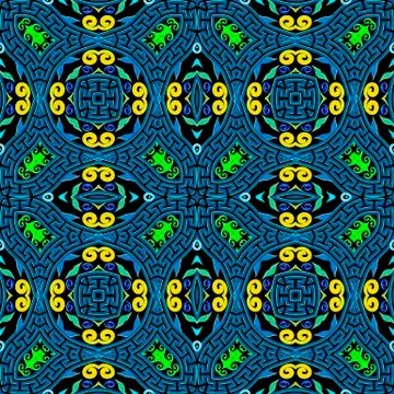 Colorful intricate vector seamless pattern. Greek ethnic style floral background Stock Illustration