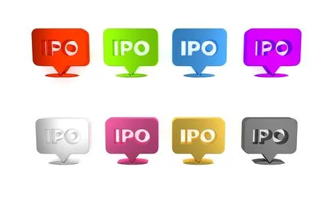 Colorful IPO - initial public offering or stock market launch icon isolated.. Stock Illustration