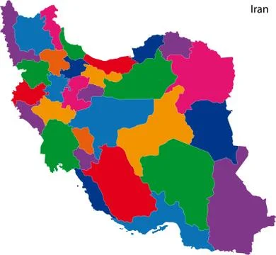Colorful Iran map Stock Illustration