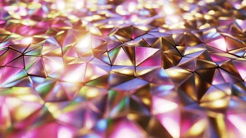 Colorful iridescent metallic triangles pattern looping 3D animation Stock Footage 204879614