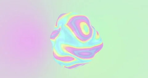 Colorful iridescent psychedelic sphere. Bright holographic colours. Stock Footage 169412423