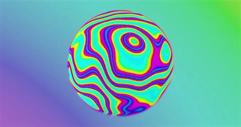 Colorful iridescent psychedelic sphere. Bright holographic colours. Stock Footage 169412541