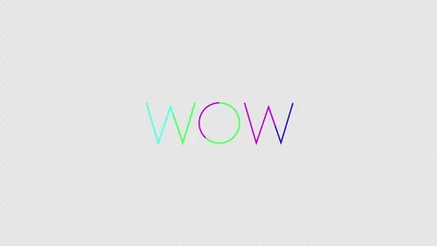 Colorful Iridescent WOW Word Computer Graphics Stock Footage 330920225