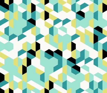 Colorful irregular vector abstract geometric seamless pattern with hexagons Illustrazione stock