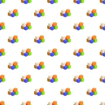 Colorful isometric 3d cubes seamless pattern 库存插图