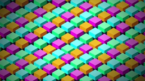 Colorful Isometric Cubes Pattern Background, Abstract Geometric Background Stock Footage 348412529