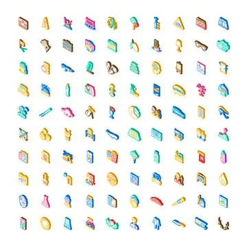 Colorful isometric vector icons set of various objects Illustrazione stock
