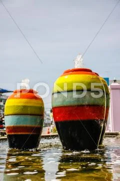 Colorful jar pot fountain Stock Photos