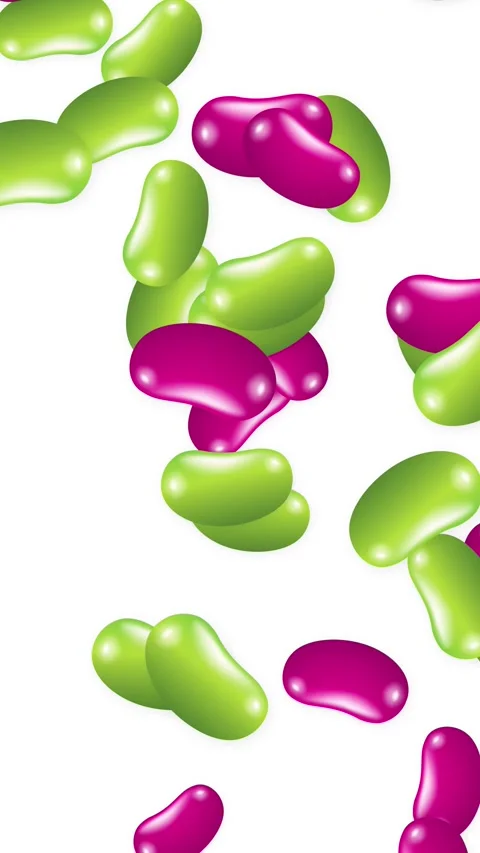 Colorful Jelly Beans Falling and Bouncing on White Background Stock Footage 344714562