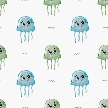 Colorful jellyfish pattern for textile design, wrapping paper, and wallpapers Stock Illustration
