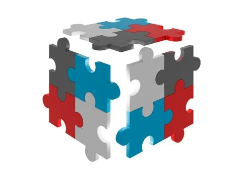 Colorful jigsaw puzzle pattern isolated on white background in business conne Illustrazione stock