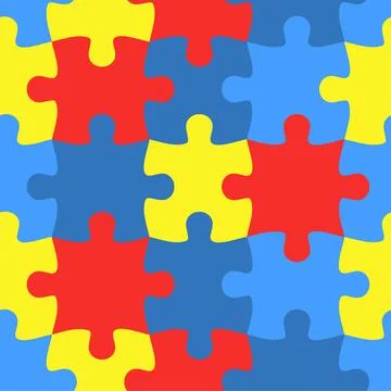 Colorful jigsaw. Seamless puzzle pattern. Autism background. World autism Stock Illustration