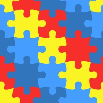 Colorful jigsaw. Seamless puzzle pattern. Autism background. World autism Stock Illustration