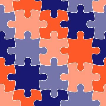 Colorful jigsaw. Seamless puzzle pattern. Autism background. World autism awa Stock Illustration