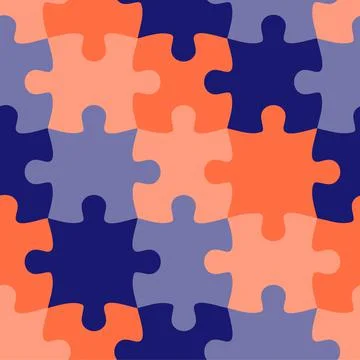 Colorful jigsaw. Seamless puzzle pattern. Autism background. World autism awa Stock Illustration