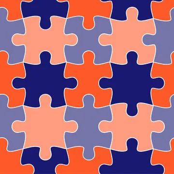 Colorful jigsaw. Seamless puzzle pattern. Autism background. World autism awa Stock Illustration