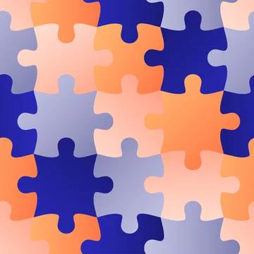 Colorful jigsaw. Seamless puzzle pattern. Autism background. World autism awa Stock Illustration