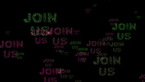 Colorful Join Us Text Pattern on a Black Background 库存影片 306326759