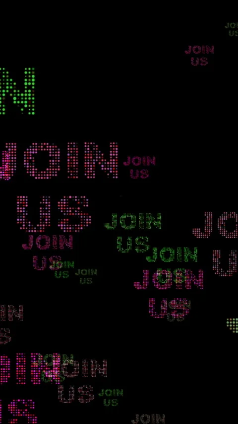 Colorful Join Us Text Pattern on a Black Background vertical video Stock Footage 315414668
