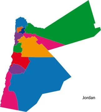 Colorful Jordan map Stock Illustration