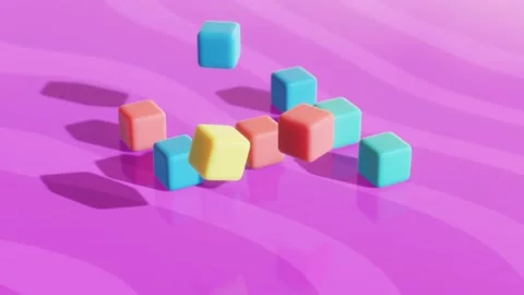 Colorful jumping cubes 4k 3d animation loop Stock Footage 196868627