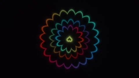 Colorful kaleidoscope pattern with layered shapes on dark Stock Footage 338227010