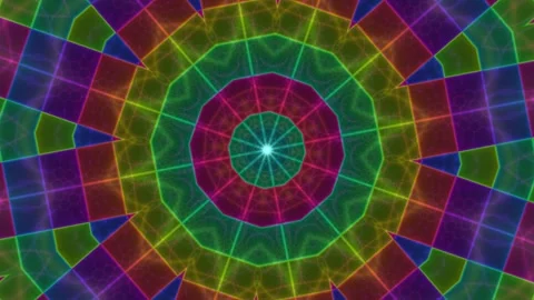 Colorful kaleidoscope pattern with vibrant geometric shapes Stock Footage 338009801