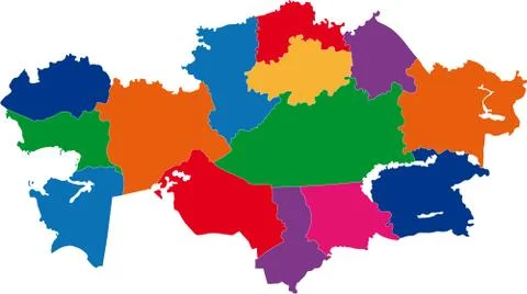 Colorful Kazakhstan map Stock Illustration