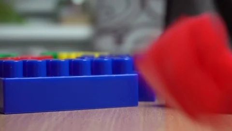 Colorful kid constructor bricks Stock Footage 71060426