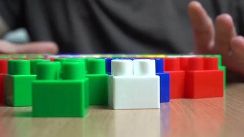 Colorful kid constructor bricks Stock Footage 71060659