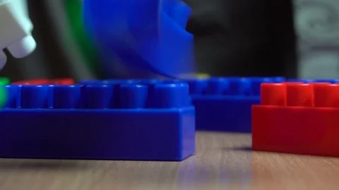 Colorful kid constructor bricks Stock Footage 71060690