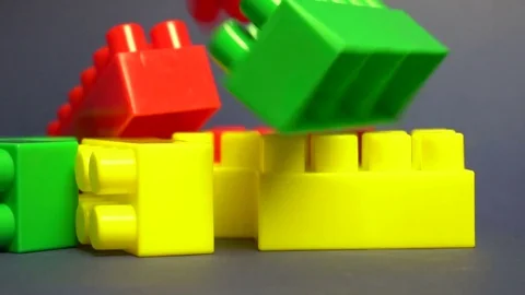 Colorful kid constructor bricks Stock Footage 71060755