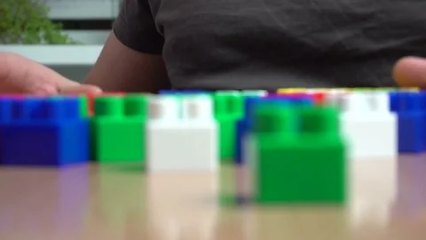 Colorful kid constructor bricks Stock Footage 71061235