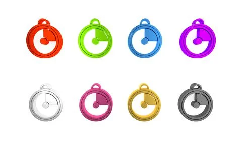Colorful Kitchen timer icon isolated on white background. Cooking utensil. .. Illustrazione stock